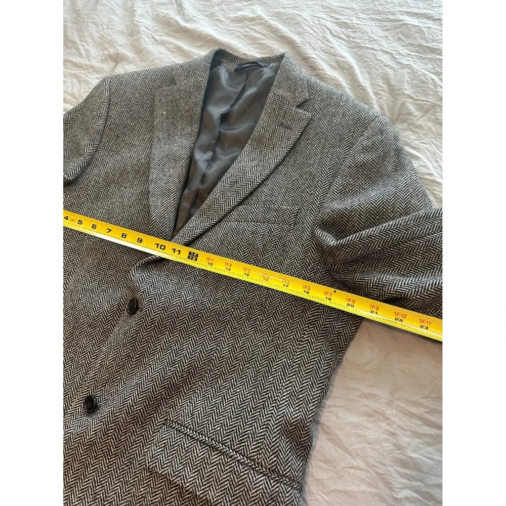 Lauren Ralph Lauren Mens Slim Fit Herringbone Blazer Jacket Black White 40R